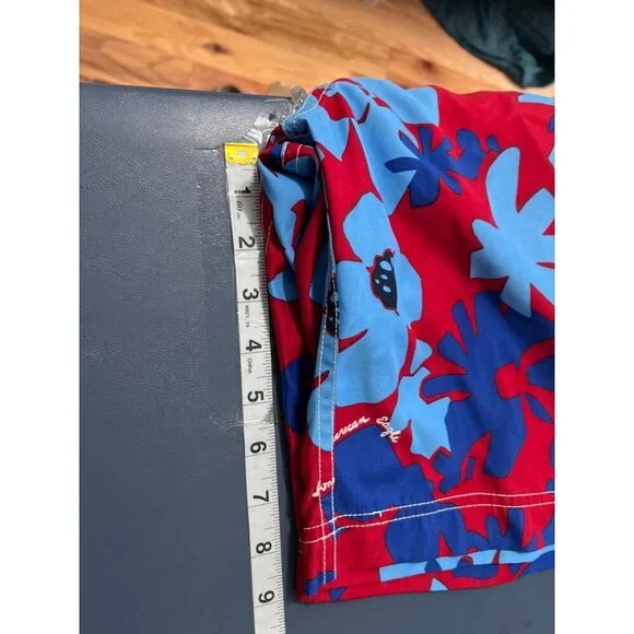 American Eagle Outfitters Mens Red & Blue Floral Swim Trunks Size 36 Polyester D - Picture 5 of 12